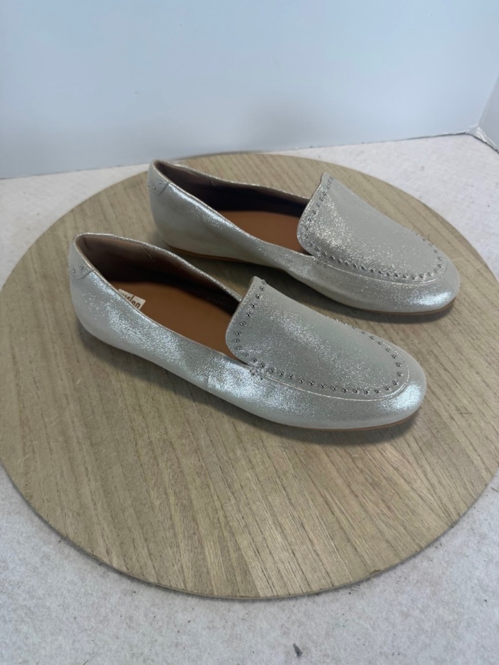 FitFlop Lena Microstud Loafers Womens 10 Silver Suede Slip On Shoes NEW